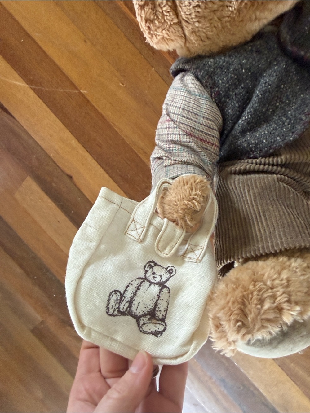 Brown Plush Teddy Bear with Corduroy Pants and Tweed Vest - Kids Accessory - Picture 3 of 5
